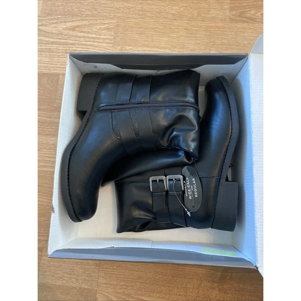 Style & Co. Black Tall Riding Boots with Buckles